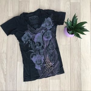 SILVER STAR | V-Neck Slim-Fit T-Shirt w/ Skull